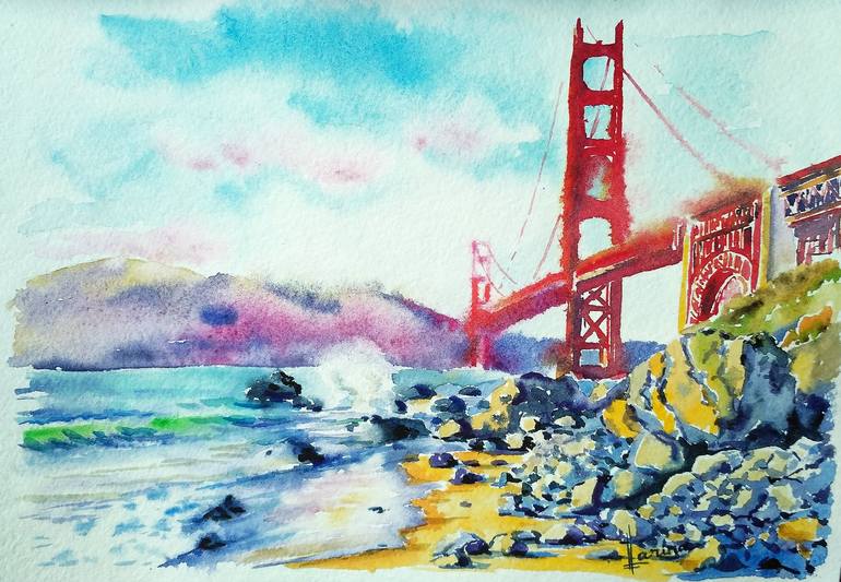 The Golden Gate Bridge Painting by Olga Larina | Saatchi Art