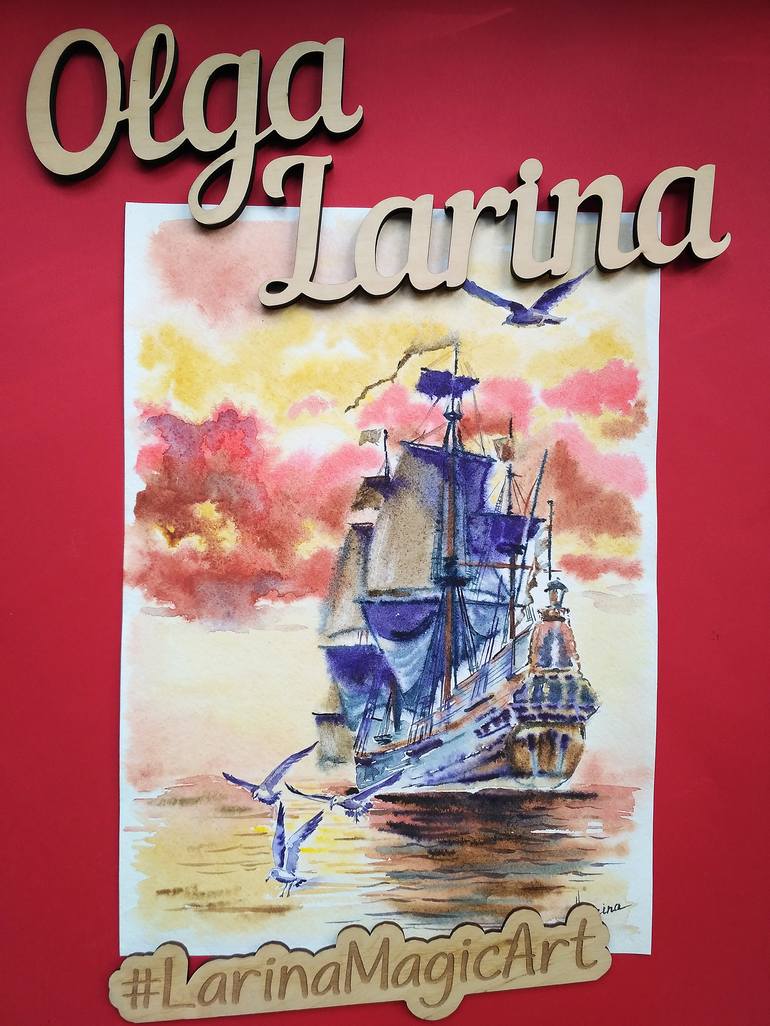 Original Ship Painting by Olga Larina