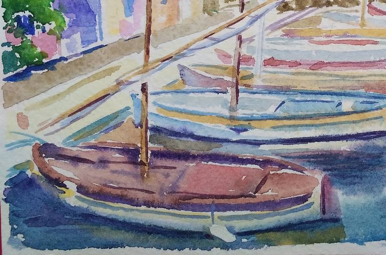 Original Boat Painting by Olga Larina