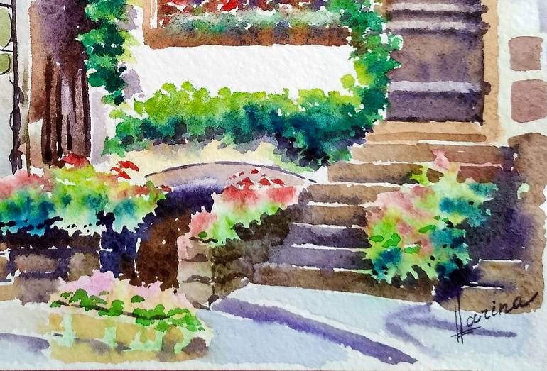 Original Figurative Architecture Painting by Olga Larina