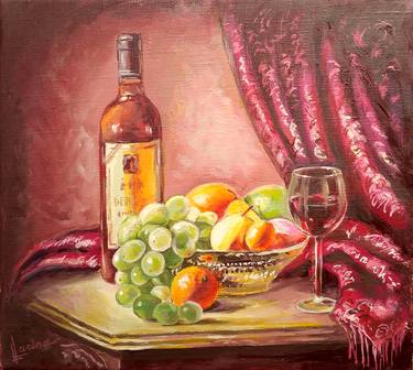 Still life with wine and fruit thumb