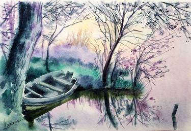 Print of Boat Paintings by Olga Larina