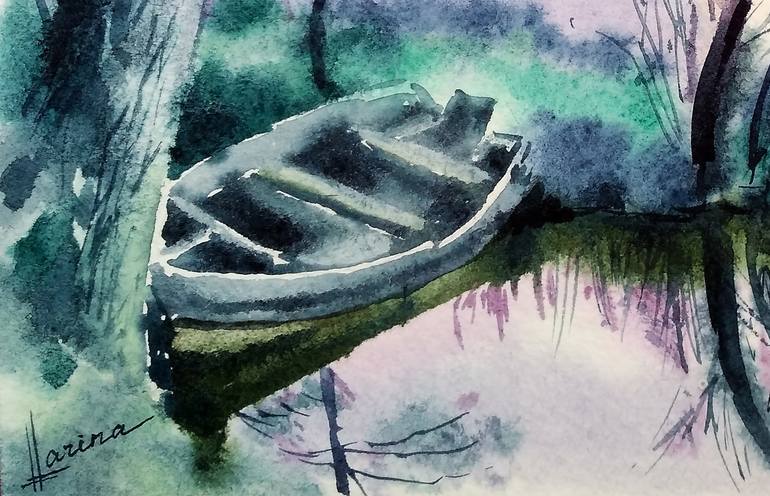 Original Figurative Boat Painting by Olga Larina