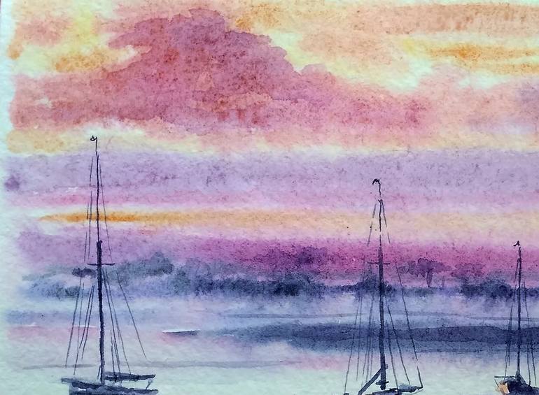 Original Figurative Seascape Painting by Olga Larina