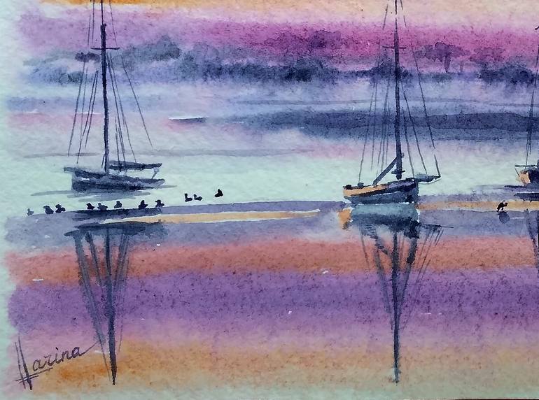 Original Figurative Seascape Painting by Olga Larina
