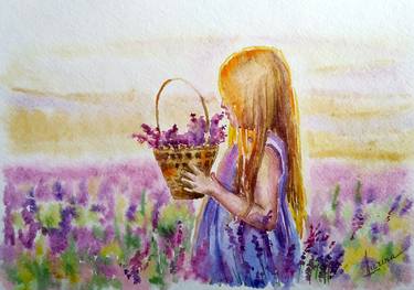 Little girl in lavender field thumb