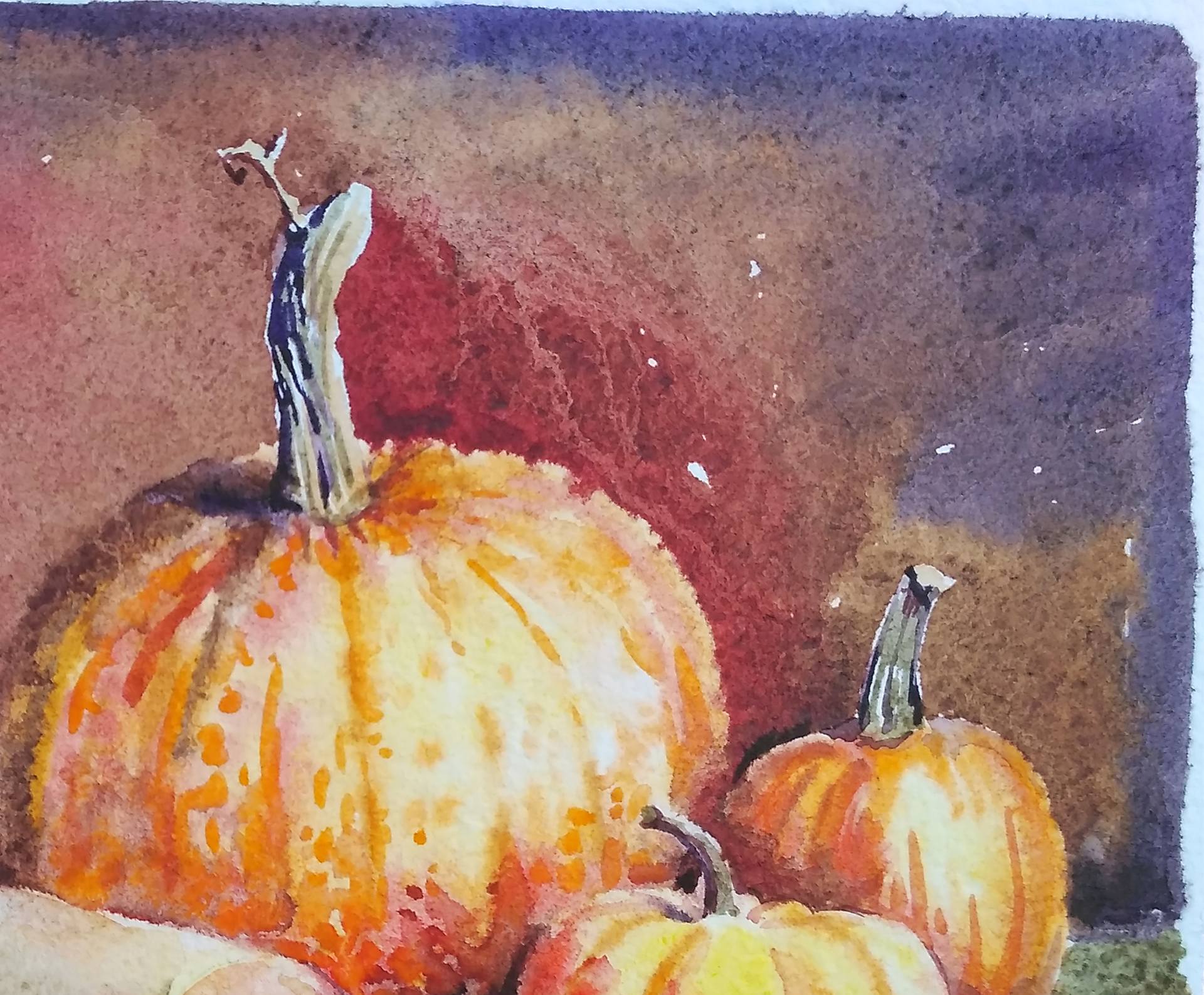 Autumn still life with pumpkin Painting by Olga Larina | Saatchi Art