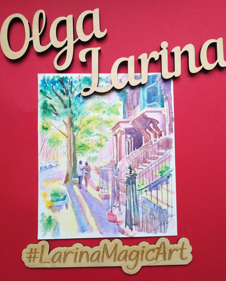 Original Figurative Cities Painting by Olga Larina