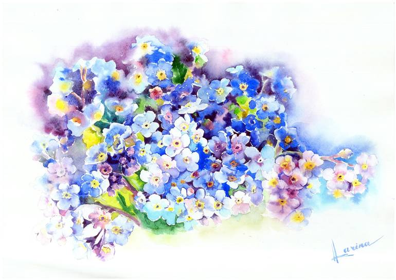 Forget Me Nots Painting By Olga Larina Saatchi Art