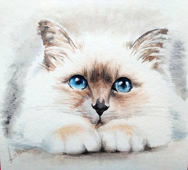 Print of Cats Paintings by Olga Larina