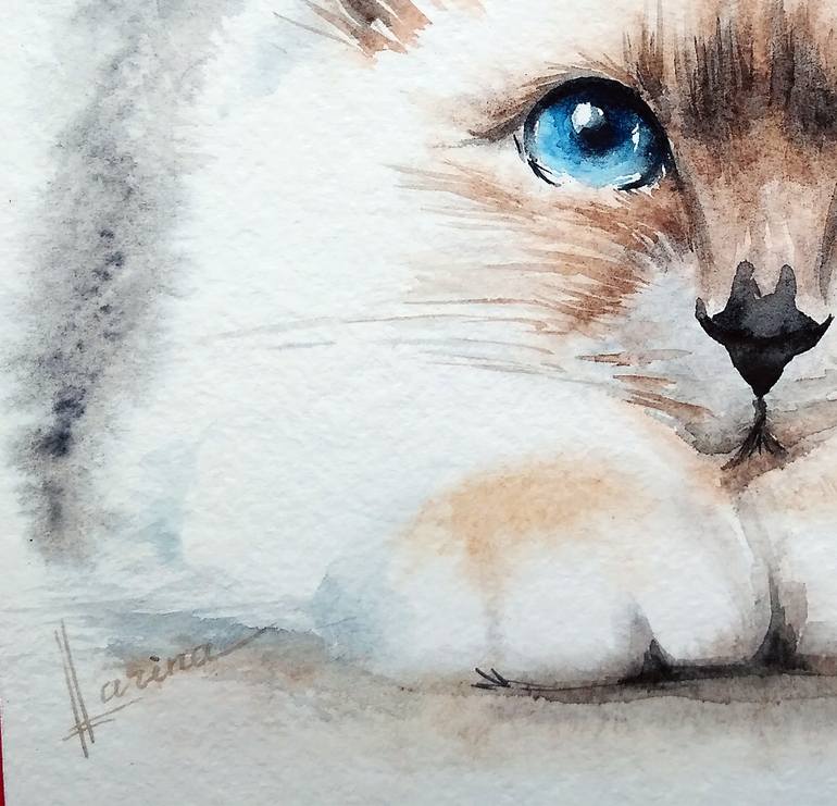 Original Cats Painting by Olga Larina