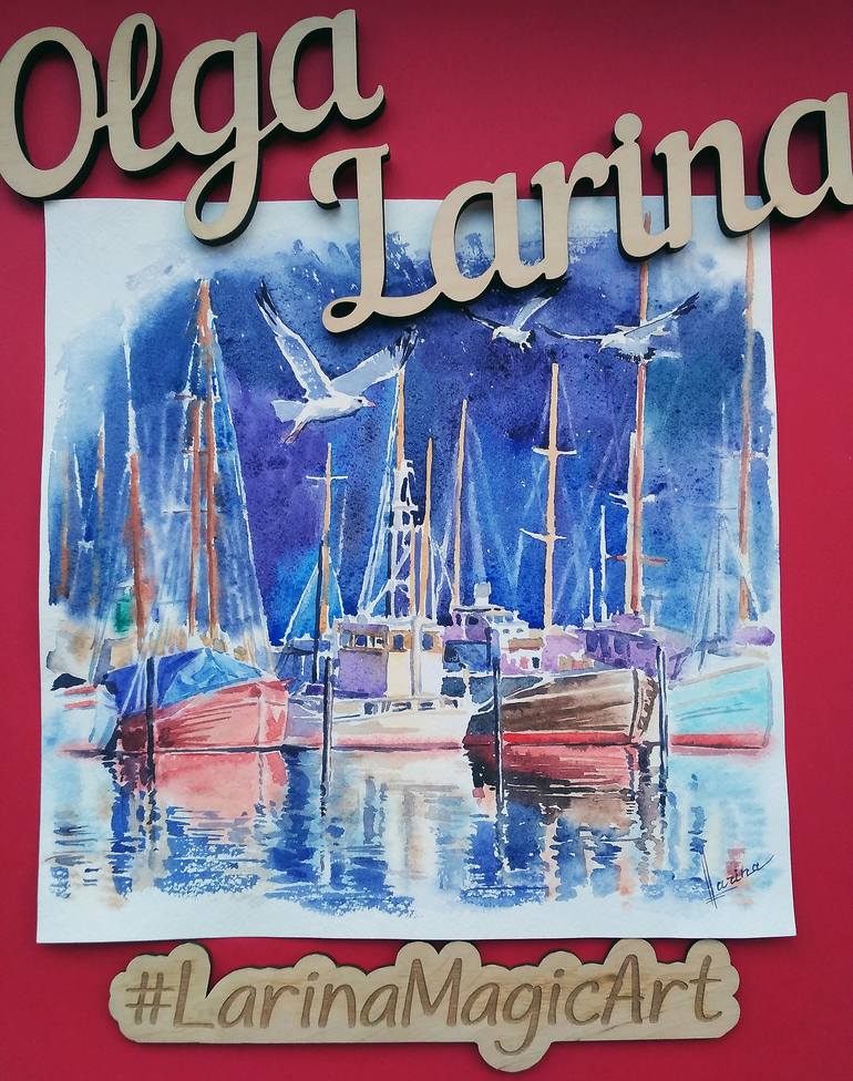 Original Sailboat Painting by Olga Larina