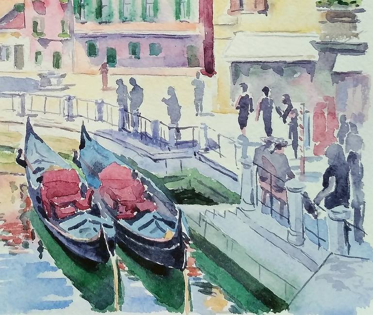 Original Figurative Cities Painting by Olga Larina