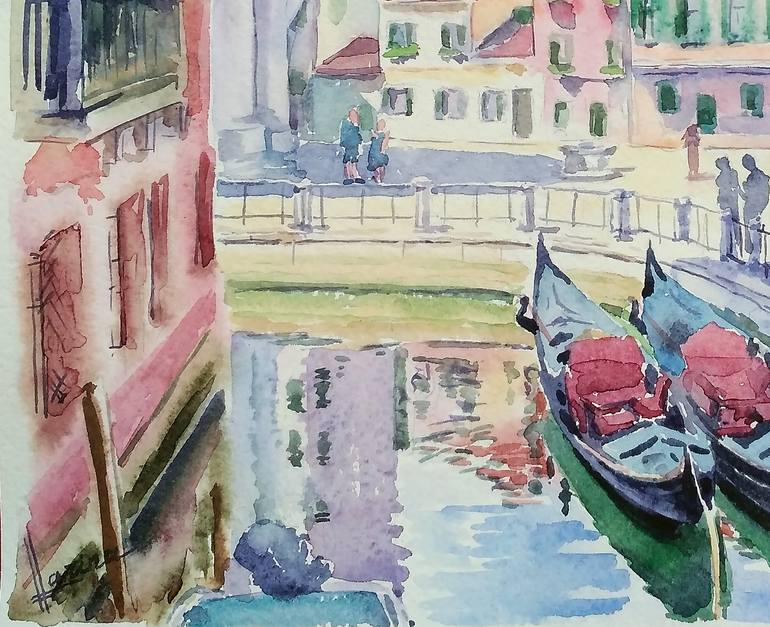 Original Figurative Cities Painting by Olga Larina