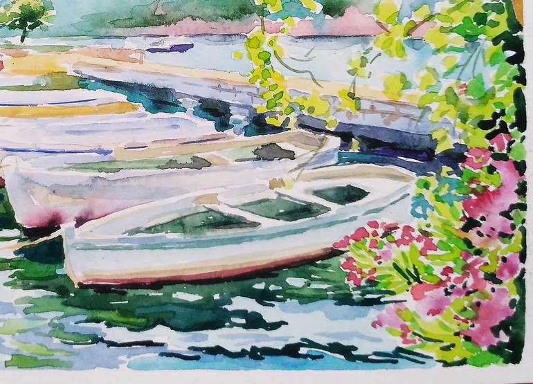 Original Boat Painting by Olga Larina