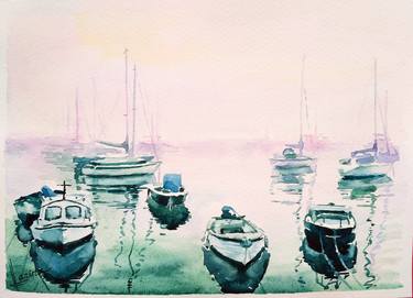 Print of Boat Paintings by Olga Larina