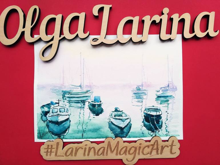 Original Boat Painting by Olga Larina