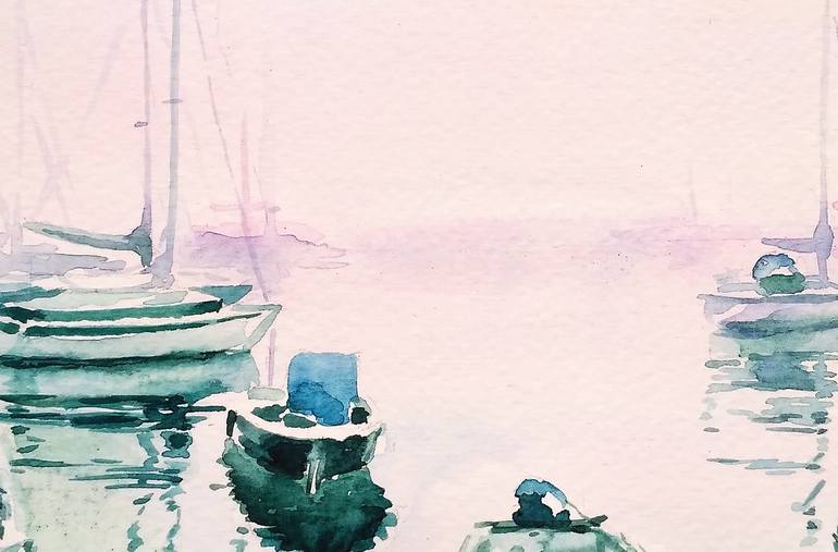 Original Boat Painting by Olga Larina