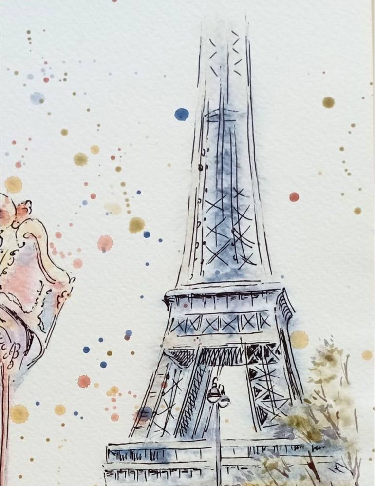 Original Art Deco Cities Painting by Olga Larina