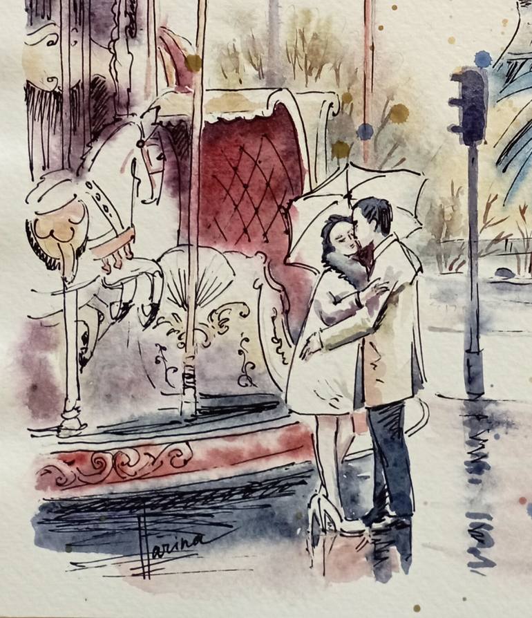 Original Art Deco Cities Painting by Olga Larina