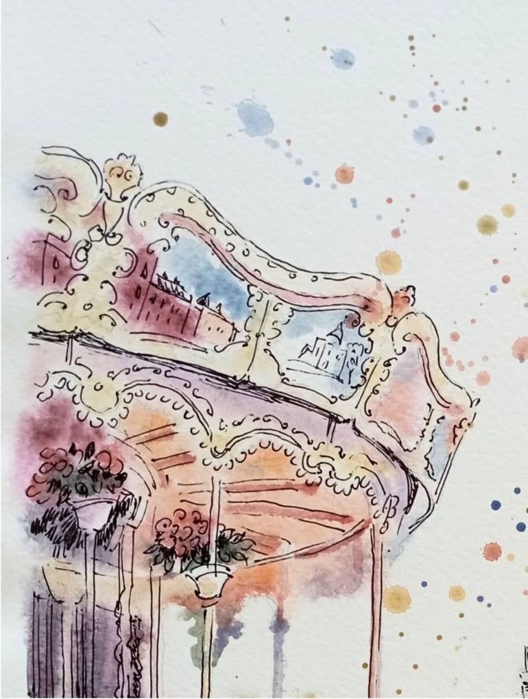 Original Art Deco Cities Painting by Olga Larina