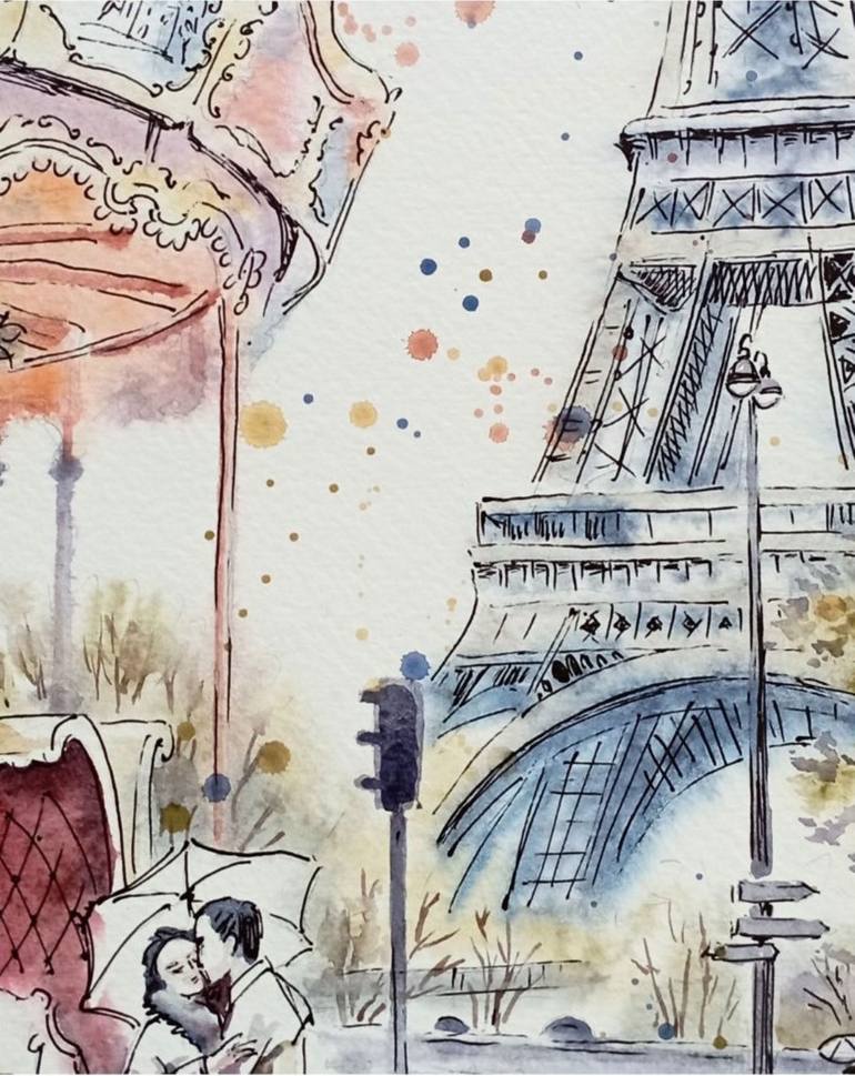 Original Art Deco Cities Painting by Olga Larina