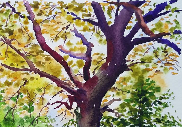 Original Figurative Tree Painting by Olga Larina