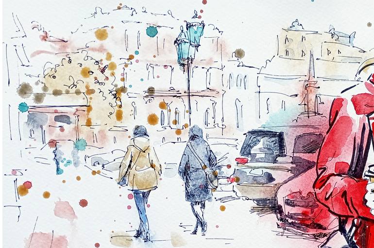 Original Conceptual Women Drawing by Olga Larina