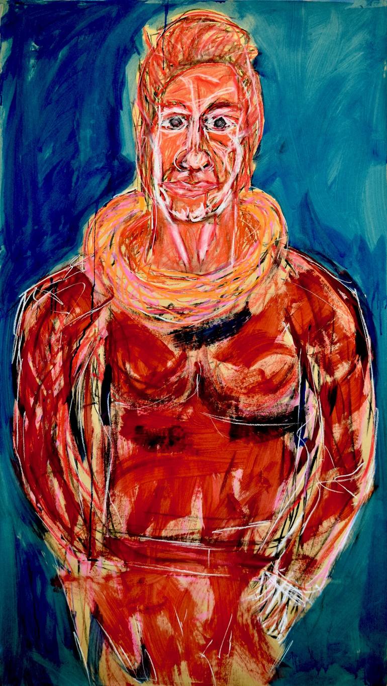 Original People Painting by Marius Van Niekerk | Abstract Expressionism Art on Paper | "Study for Portrait of a Woman"