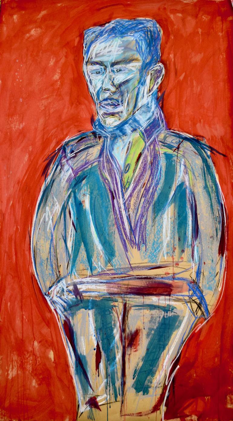 Original People Painting by Marius Van Niekerk | Abstract Expressionism Art on Paper | "Study for Portrait of a Man"