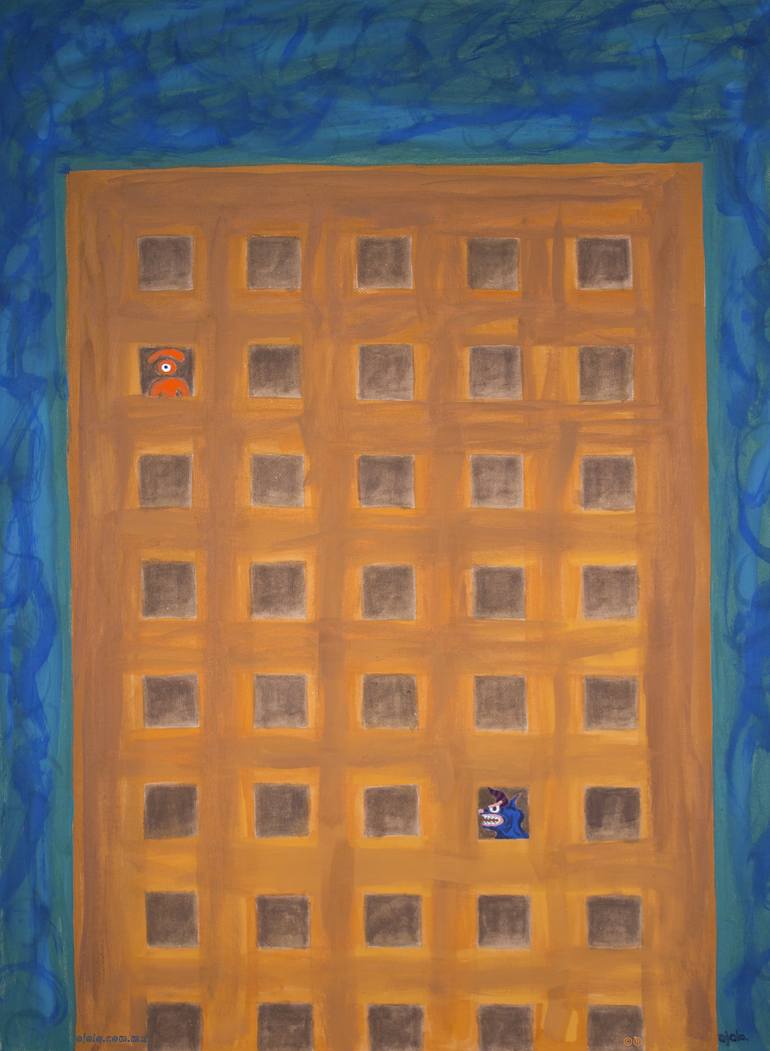 Original Architecture Painting by Ojolo Miron | Abstract Expressionism Art on Other | mostro 3