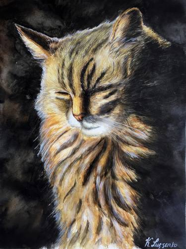 Original Realism Cats Paintings by Ksenia Lutsenko