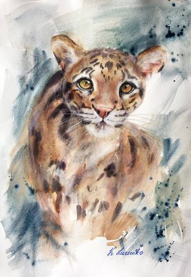 Curiosity - Cat Watercolour realism impressionist wildlife Painting