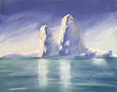 ICEBERG - artic blue North Pole landscape ice ocean winter - impressionist realism pastel drawing thumb
