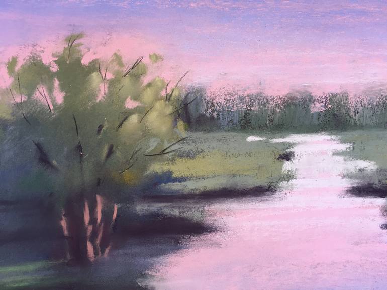 RUSSIAN LANDSCAPE STUDY - SOFT PASTEL MINIMALISM LANDSCAPE Drawing