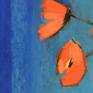 Stylised and expressive floral drawing on paper. NAIVE EXPRESSIVE FLORAL ART CONTRAST BLUE AND RED