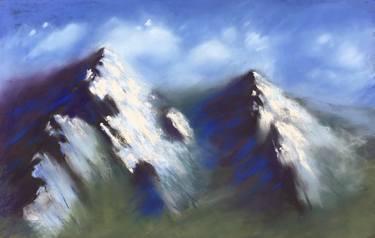 WINTER SNOW MOUNTAINS -  LANDSCAPE BIG PAINTING PRESENT AND GIFT thumb