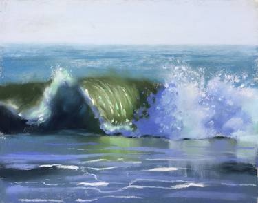 A SEA WAVE- seascape landscape impressionist soft pastel drawing thumb