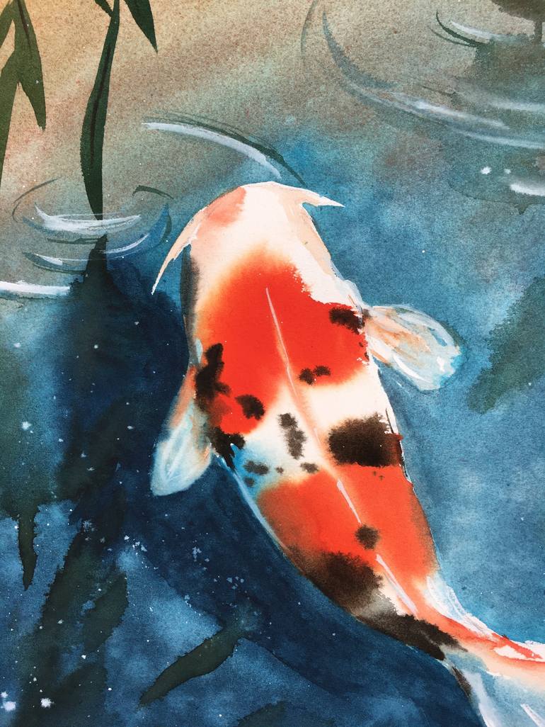 Original Illustration Fish Painting by Ksenia Lutsenko