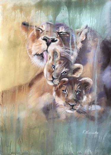 ‘Family chill-out’ - lion cubs safari wildlife cat thumb