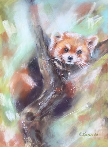 RED PANDA ON THE TREE - WILDLIFE ANIMAL ART NATURE thumb