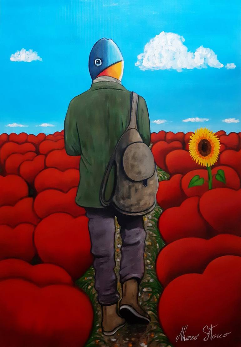 Original Fantasy Painting by Marco Stocco | Surrealism Art on Canvas | The Way of the Heart