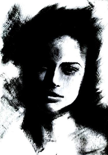 Contemporary black and white portrait, Princip- "She is the moon" - Limited Edition of 100 thumb