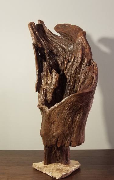 Driftwood Sculpture "Flambeau" with Marble Base thumb