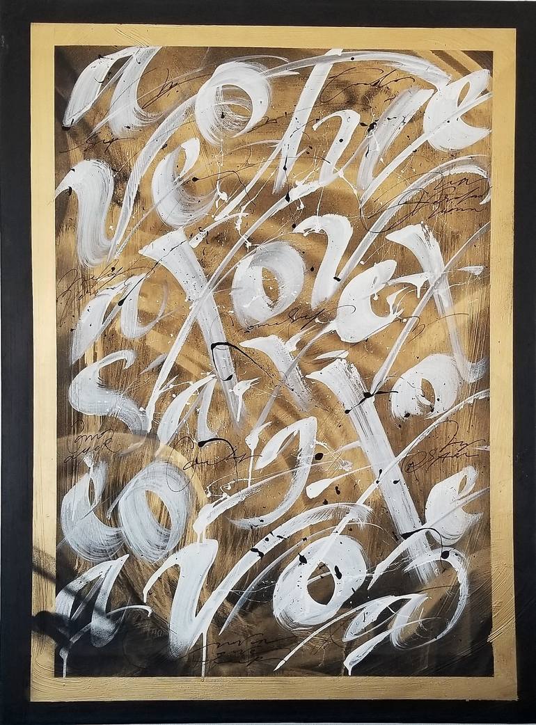 Original Abstract Calligraphy Painting by Rojas Leon