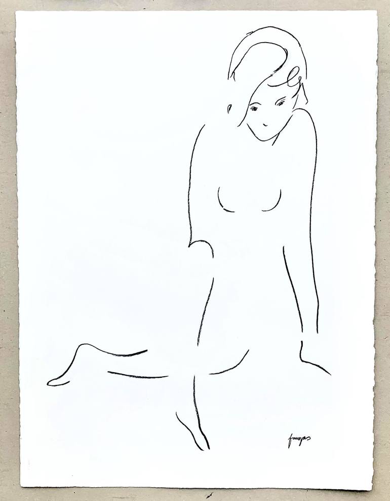 Original Fine Art Nude Drawing by Arnaud Faugas