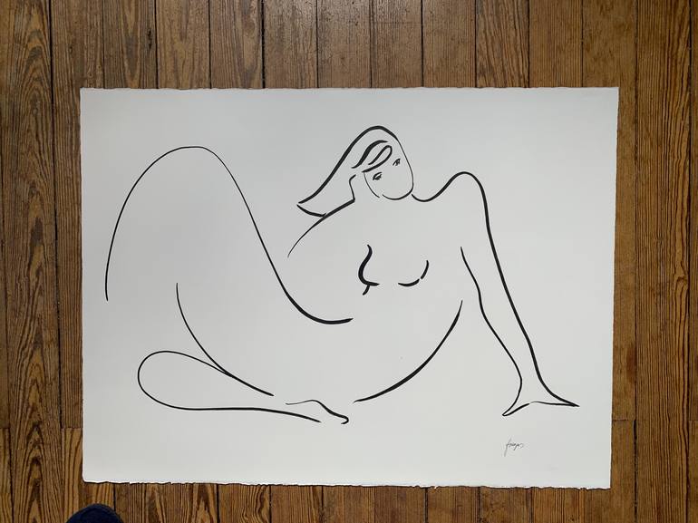 Original Fine Art Nude Drawing by Arnaud Faugas