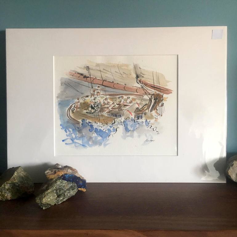 Original Illustration Sailboat Painting by Arnaud Faugas