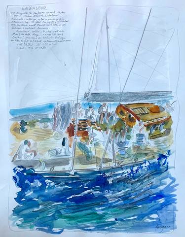 Original Illustration Sailboat Paintings by Arnaud Faugas