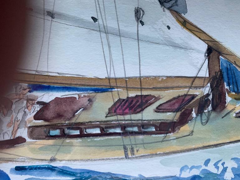 Original Illustration Sailboat Painting by Arnaud Faugas